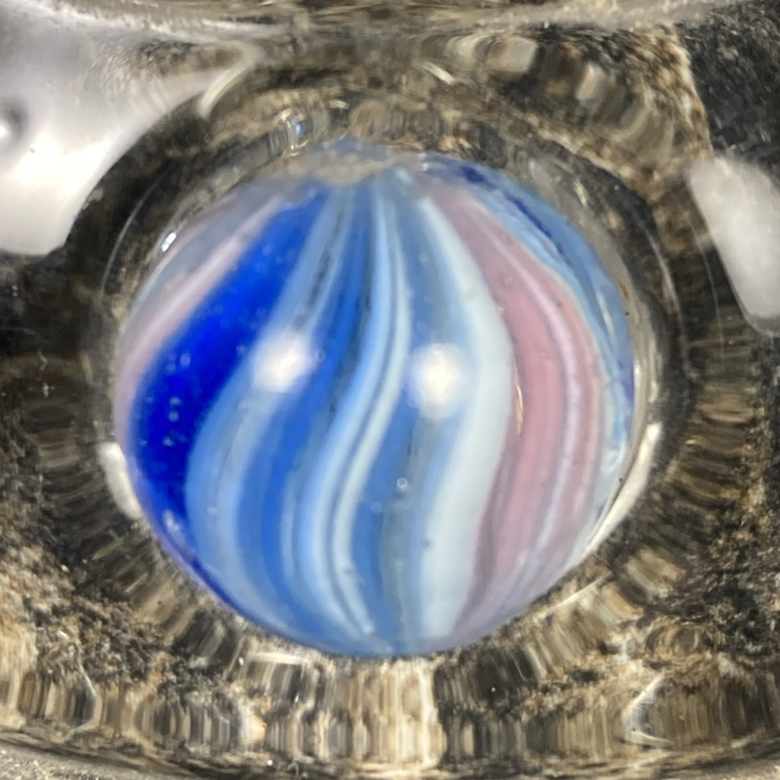 Antique Handmade German Onionskin Swirl Glass Marble .59” S7