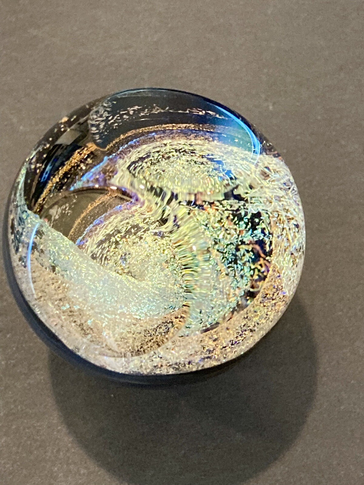 Glass Boro Marble Hand Made Art Rainbow Dichro Swirl Marble Art Sculpture