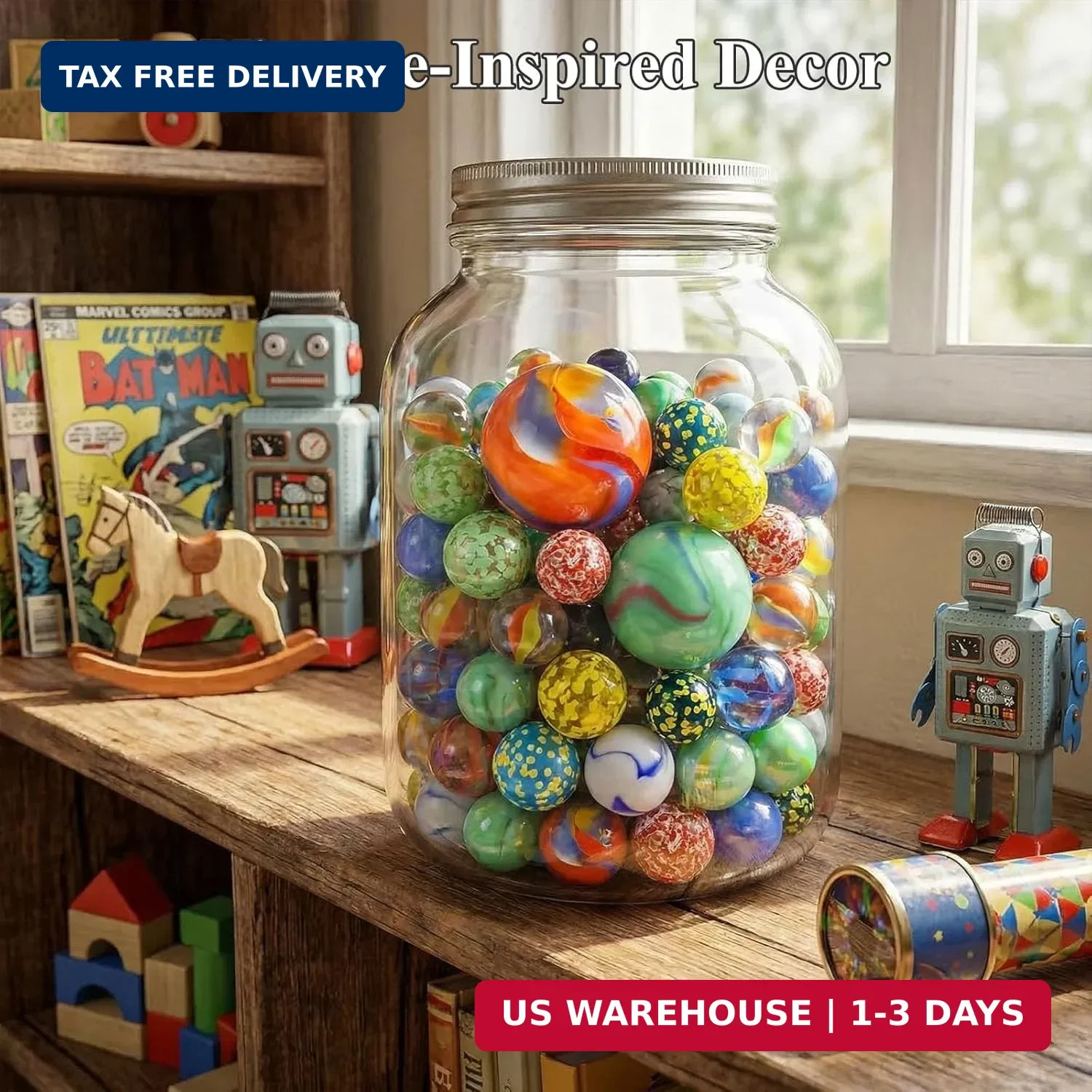 Shindel 125PCS Glass Marbles Bulk, Assorted Sizes Colorful Marbles – Great Gift