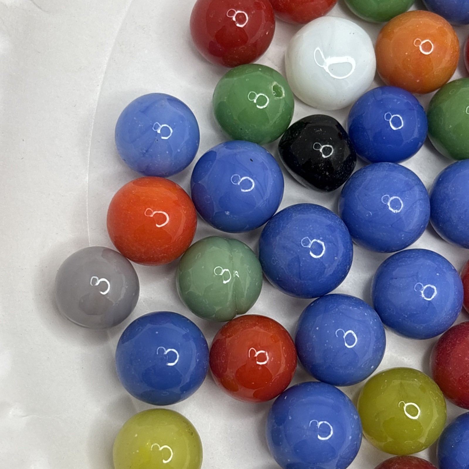Vintage Bright Color Glass Marbles Lot of 50 Peewee Size WW Some Imperfections