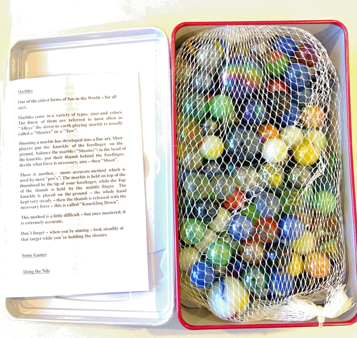2001 Cardinal Kids Collection Deluxe Marbles Over 160 Marbles & Shooters in Tin
