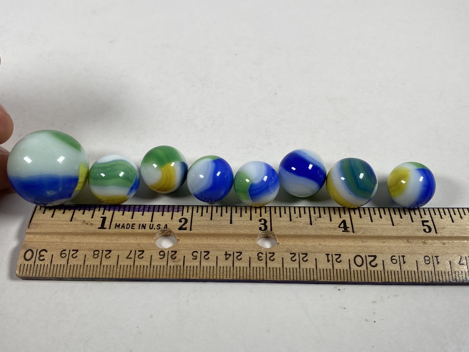 Large Marble King Tri-Color Rainbow Scout Hybrid Vintage Marbles Lot w Shooter