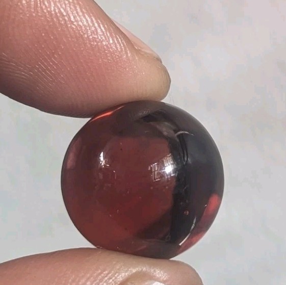 UV Reactive Cadmium Red Clearie Vintage Glass Marble .61 Orange Swirl Glow