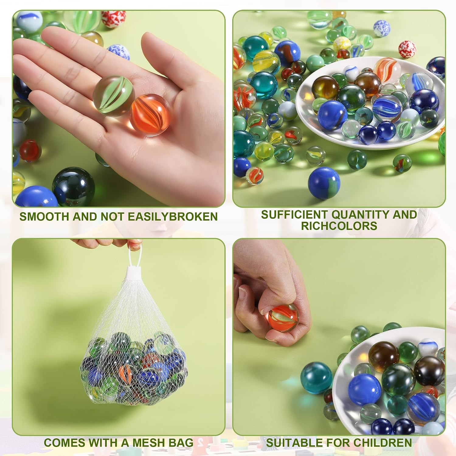 Glass Marbles, Bulk 100Pcs Cat Eye Mix Colors Medium Sized Thick Marble Decorati