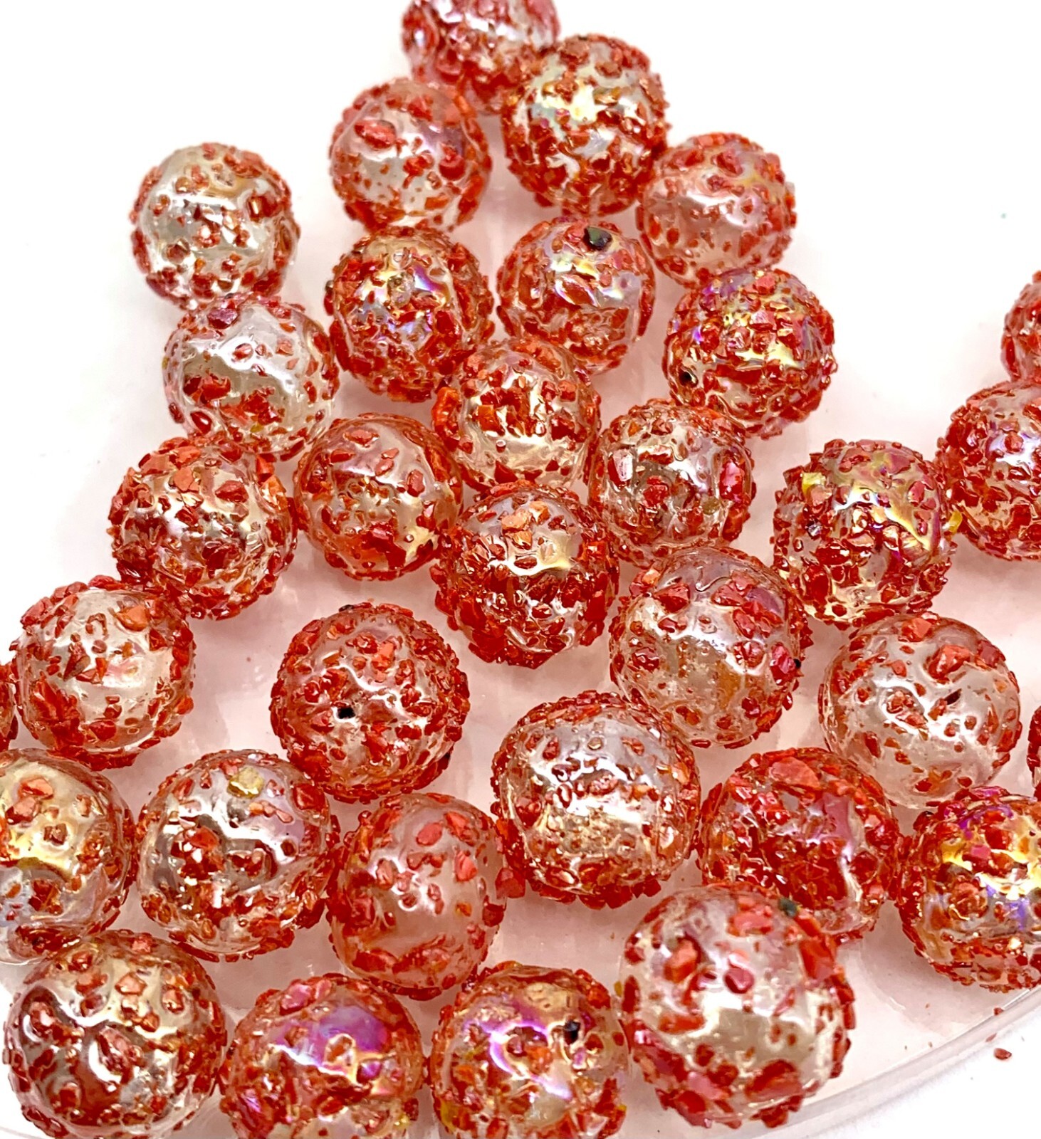Bulk 12mm Princess Glass Marbles PeeWee Pk 500 Clear w Textured Pink Frit (.5″)
