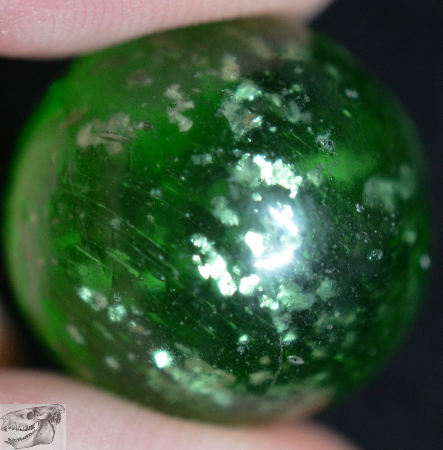 Handmade Green Mica Marble, 11/16 in, Near Mint+, 1860-1920, Germany, S897