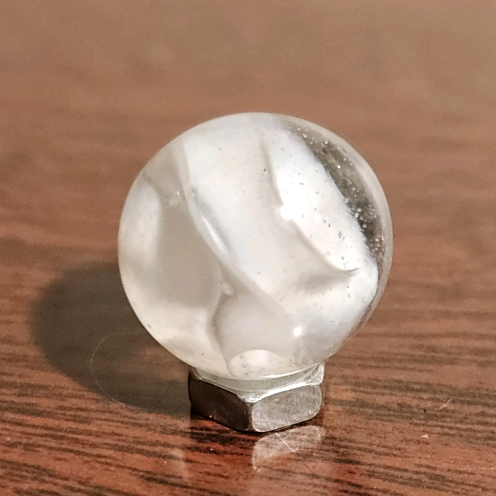 Vintage CE Bogard White 4 Lobe Floppy .625″ Glass Marble