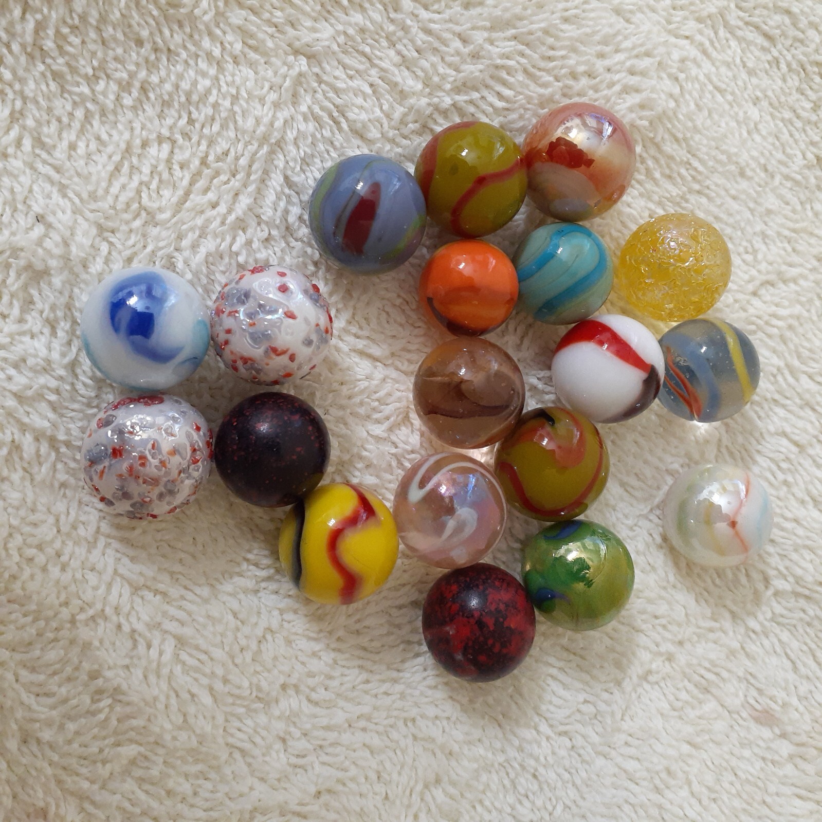 Vintage Glass Marbles Lot Bag Pouch