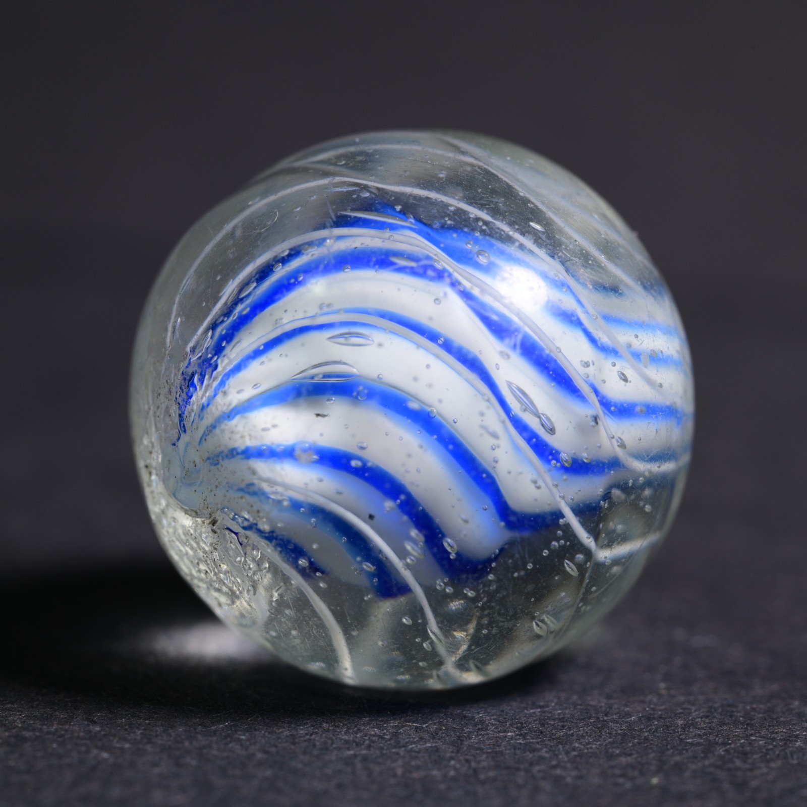 Candy Cane Solid Core German Handmade Antique Marble Caged Cobalt 17.9mm 11/16”