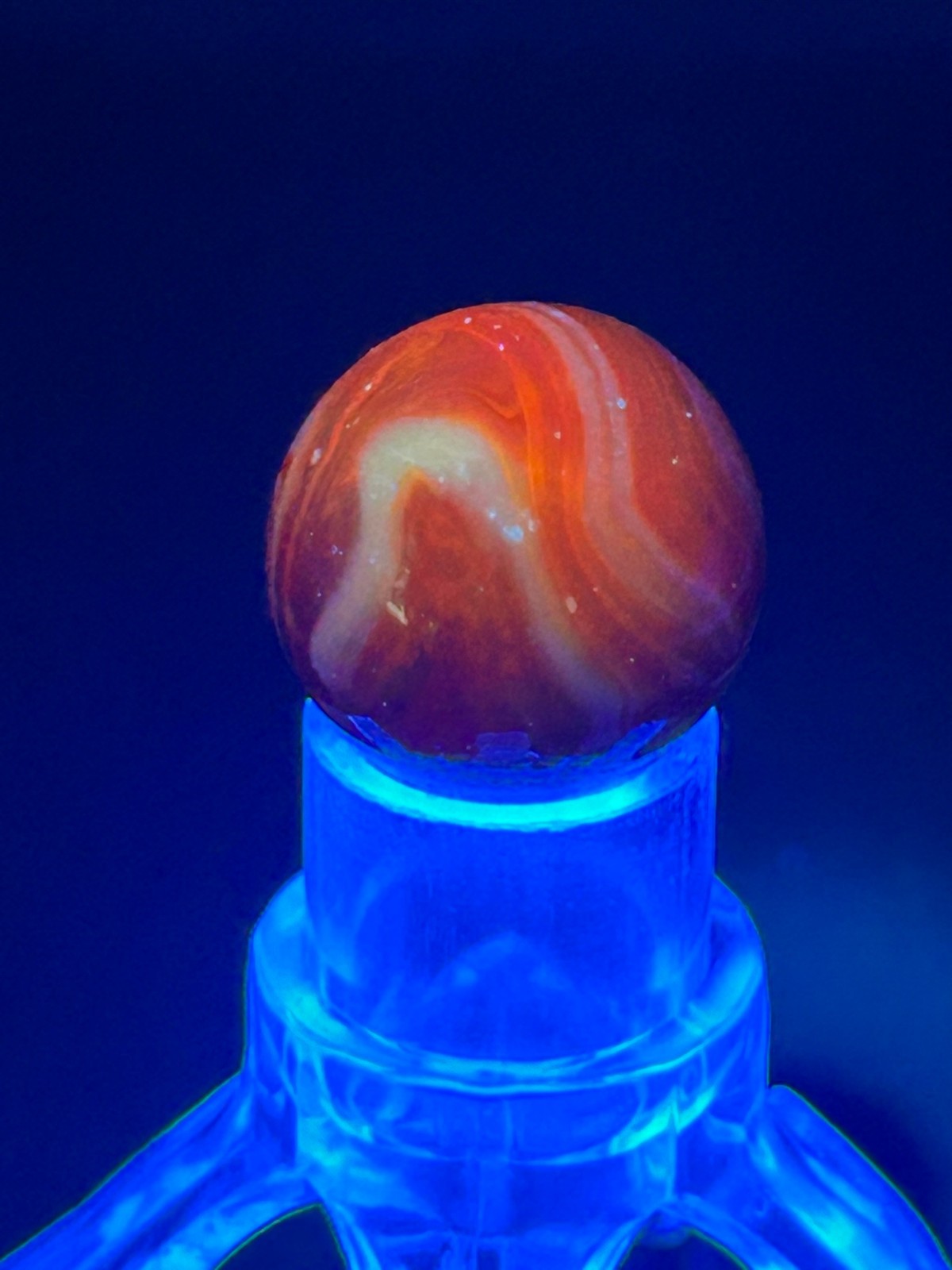 Vintage Christensen Agate (CAC) Slag Marble, Red/White Swirl, .70″, Mint, #B2