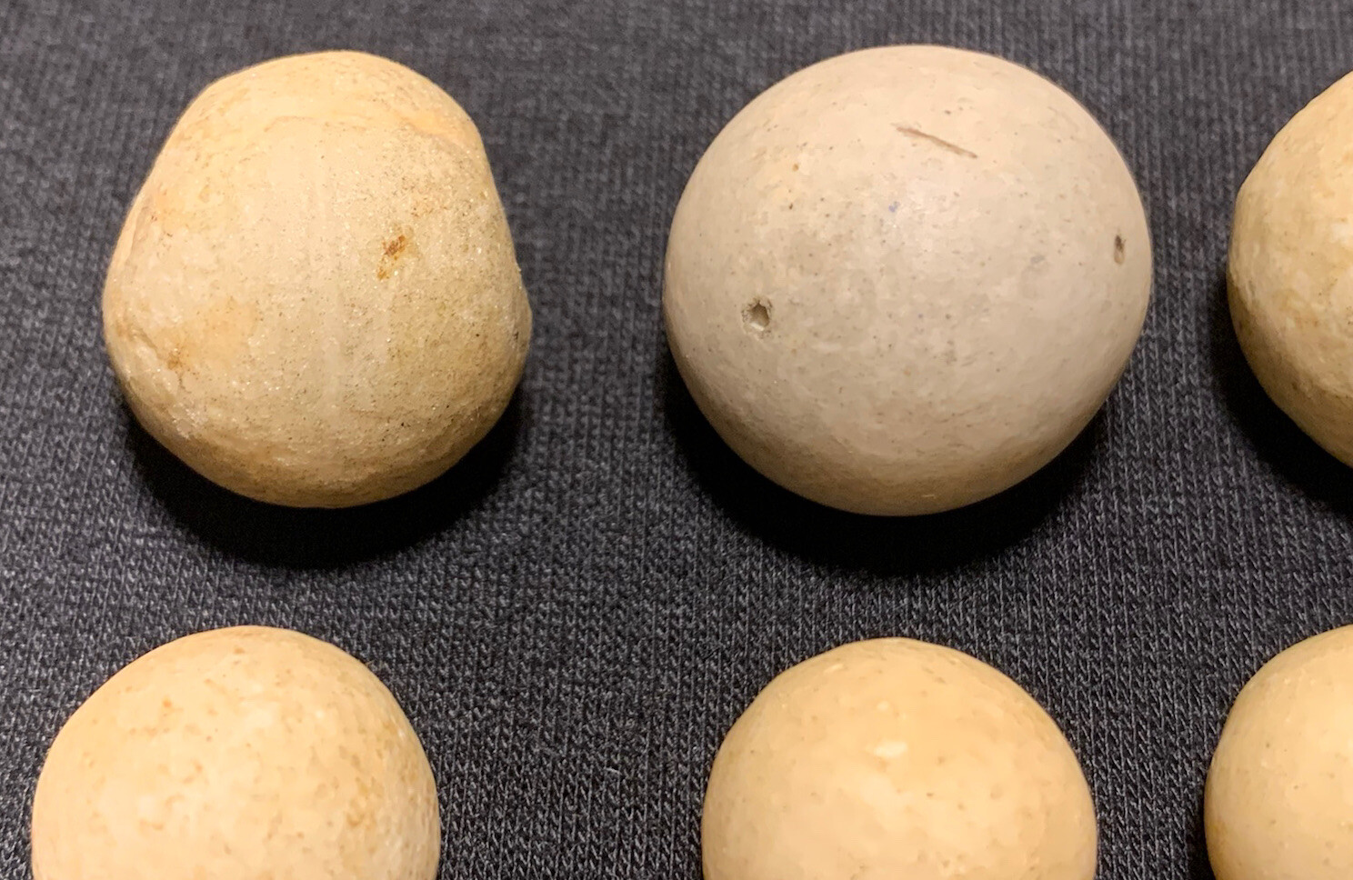 Vtg Antique Handmade Earthen Clay Stone Assorted Tan Light Brown 12pc Marble Lot