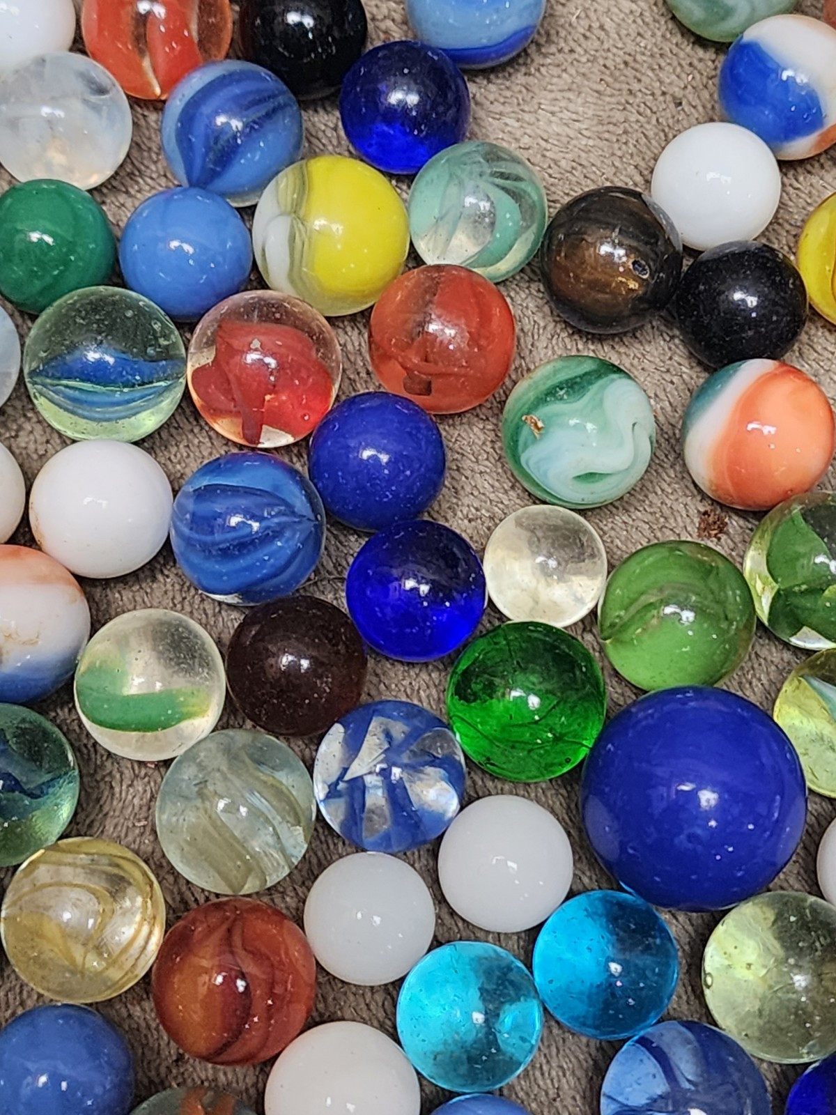 Vintage Glass Marble Toy Collection Mixed Shooters Peewees Standard Steelies