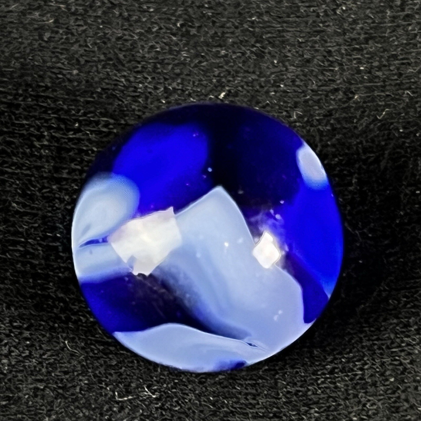 Vintage Akro Agate Peltier Art Swirl Glass Marble .61” Dark Blue & White