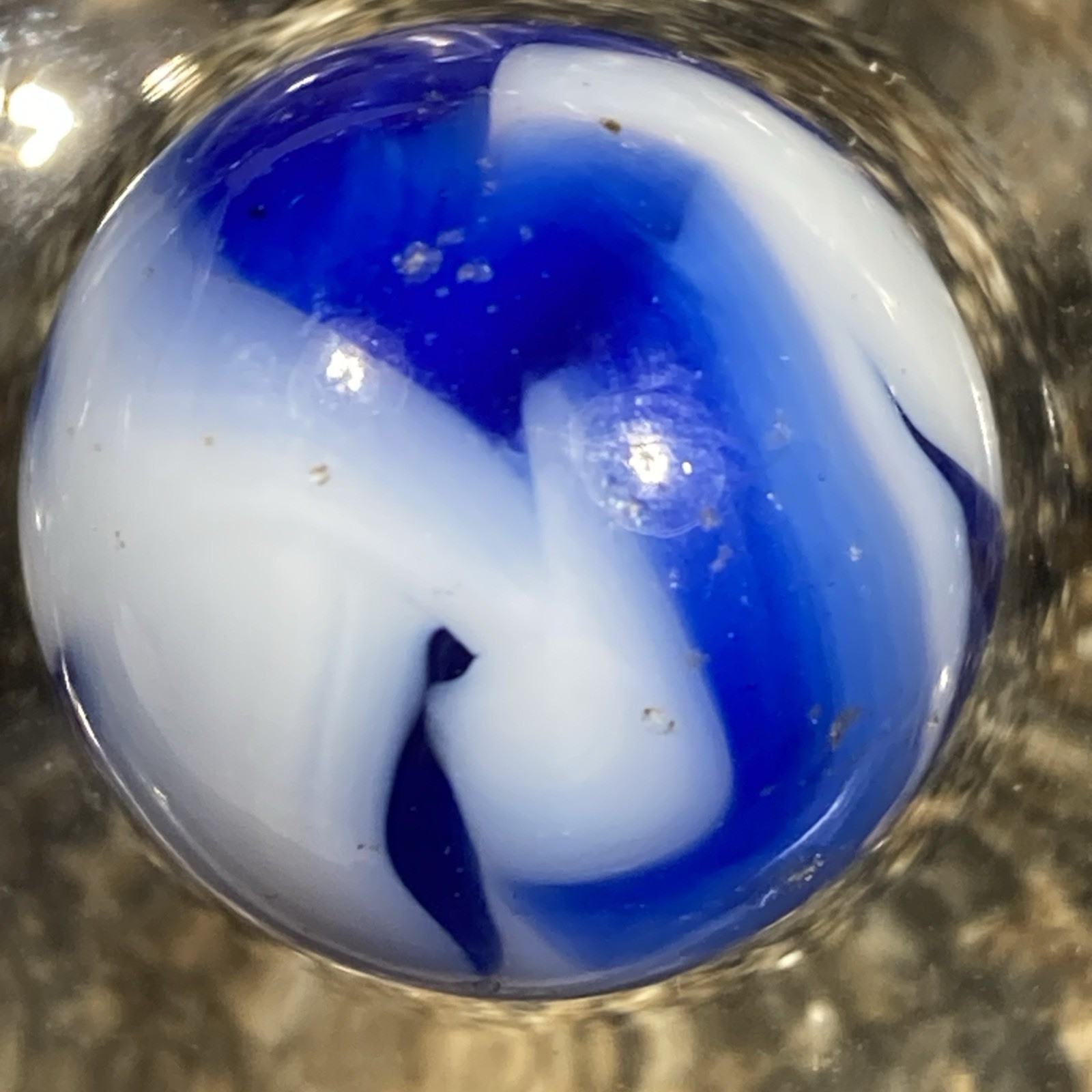 Vintage Swirl Marble Transparent blue And White .65” H119