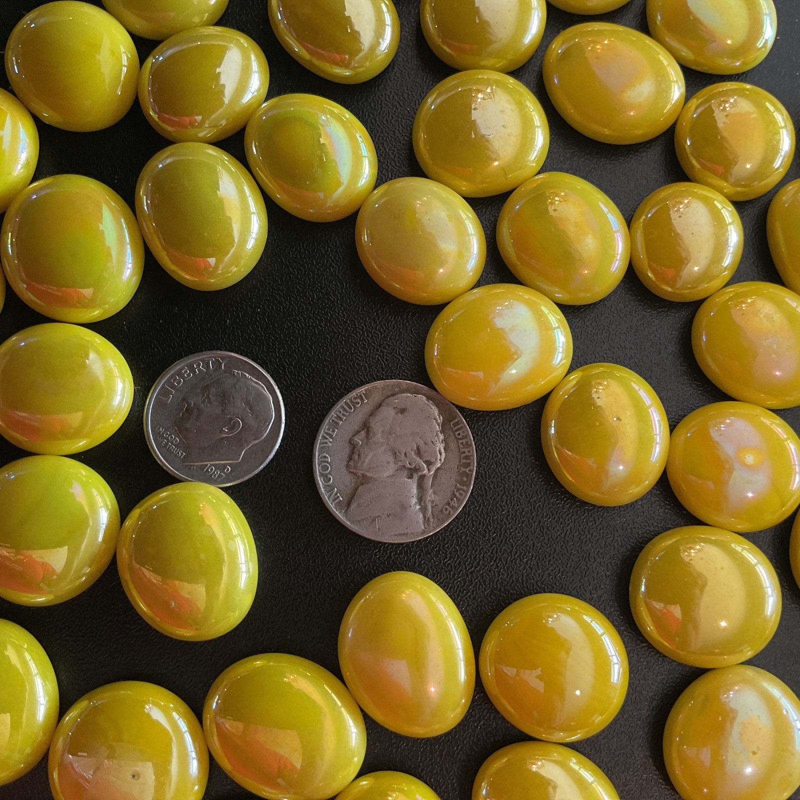 8 ounces Flat Glass Marbles, Yellow Decorative Marbles for Vases Aquarium