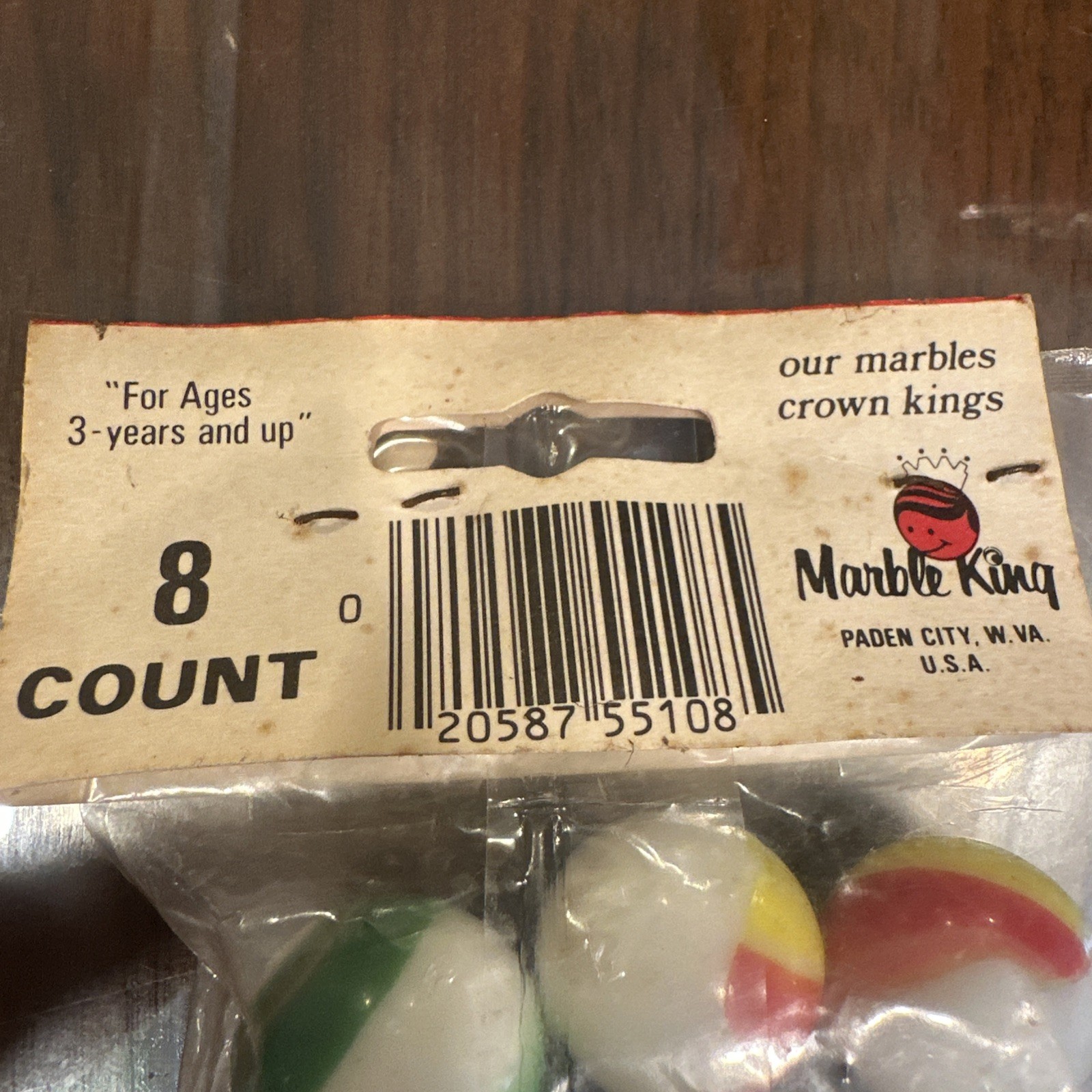 New Old Stock MARBLE King BOWLERS 8 MARBLES IN ORIGINAL PACK, 7/8 inch T39