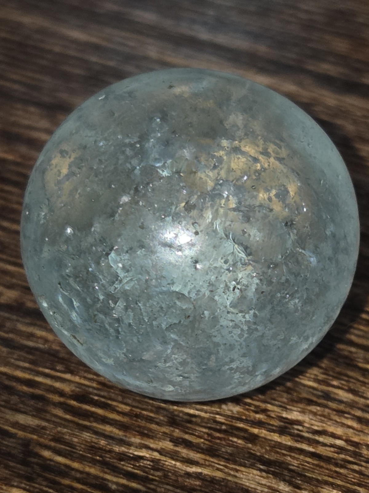 .91″ Vintage German Handmade Mica Marble Clear