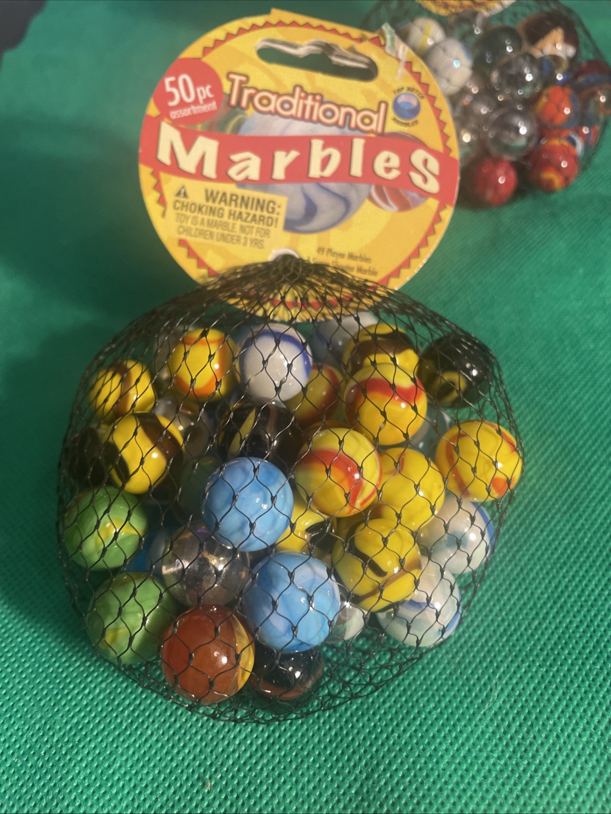 50 Piece Traditional Marbles 49 Plus 1 Shooter 100% Glass 5 Bags