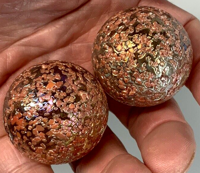 2 BOULDERS 35mm PRINCESS Marbles Speckled Confetti Glass LARGE HUGE