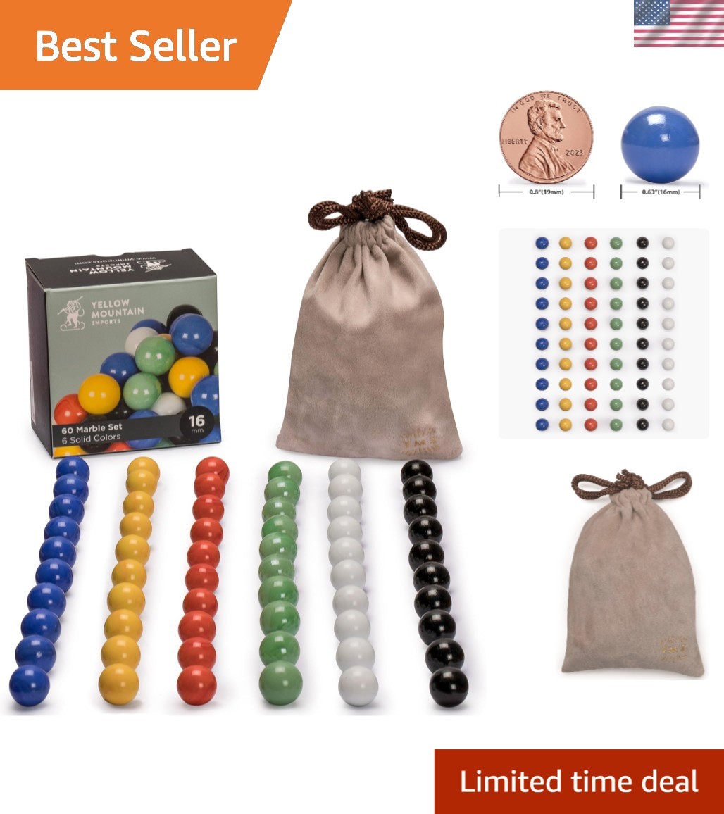 60 Pieces Chinese Checkers Marbles Set with Solid Colors – 16 Millimeters