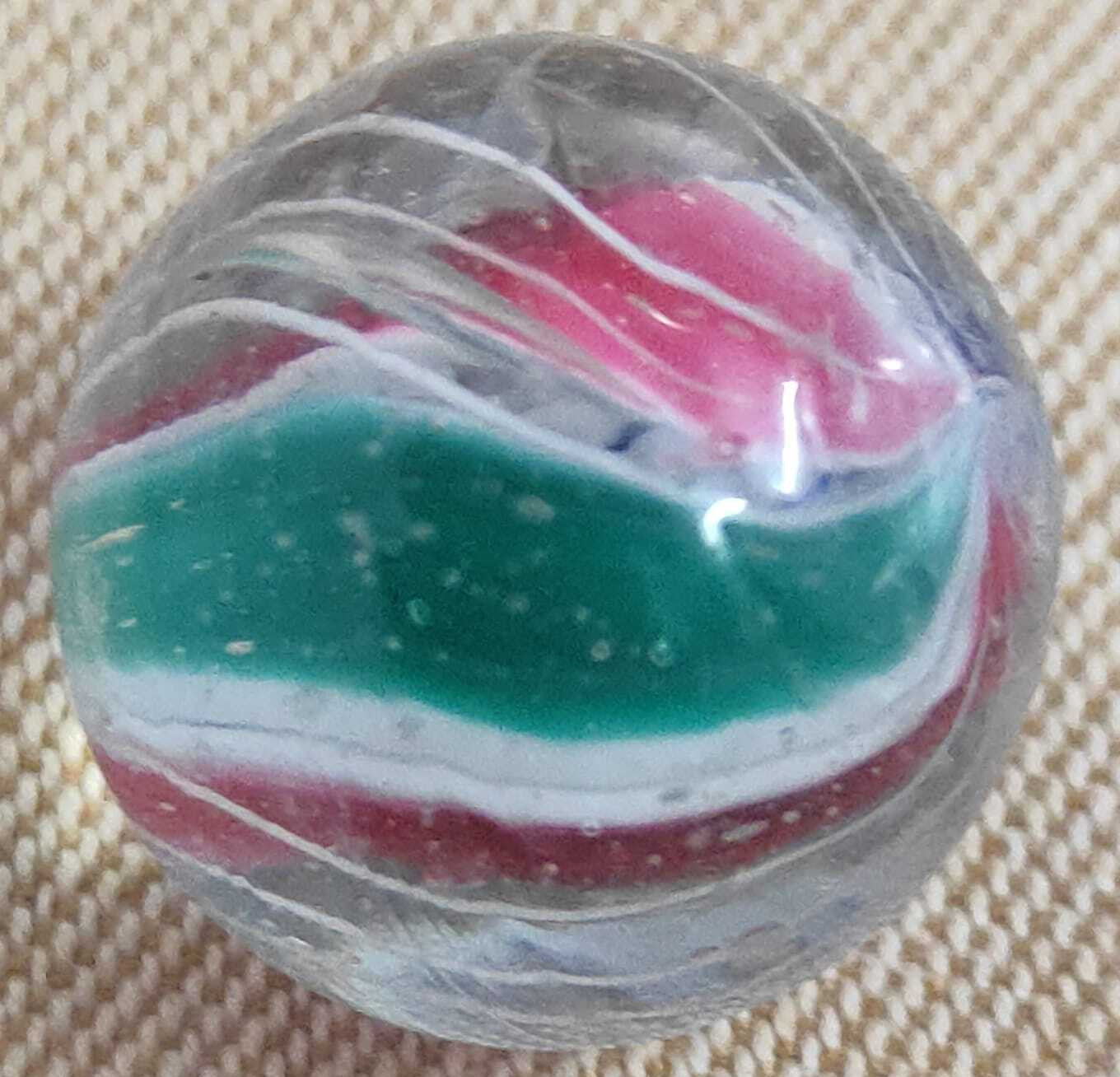 TOY MARBLE 0.75″ DIVIDED CORE GELLYRIBBON 2 PINK/1 GREEN/1 BLUE WITH WHITE CAGED