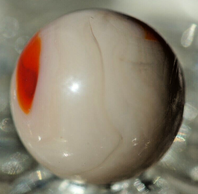 Orange & Cream White Swirl Toy Marble 5/8″ , Creamsicle (?) #146