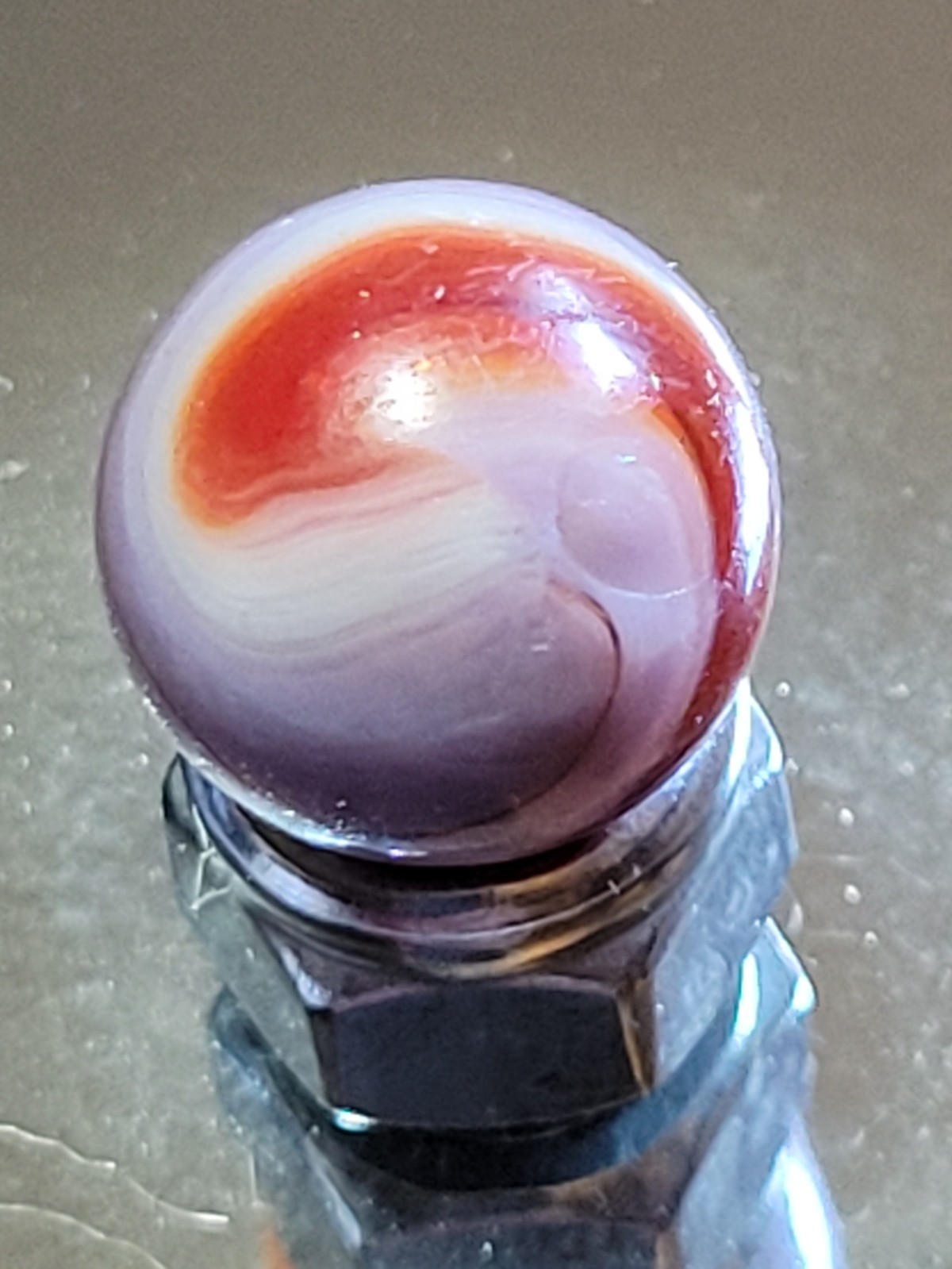 Vintage Marble Akro Agate Special Lavendar Base Red Cork 0.58