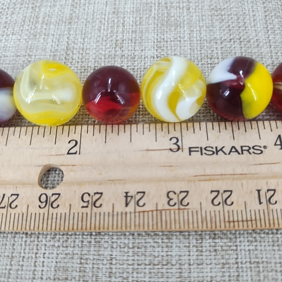 Lot Of 10 Marbles UV Glow Orange Red Yellow White Swirl Cadmium Selenium Uranium