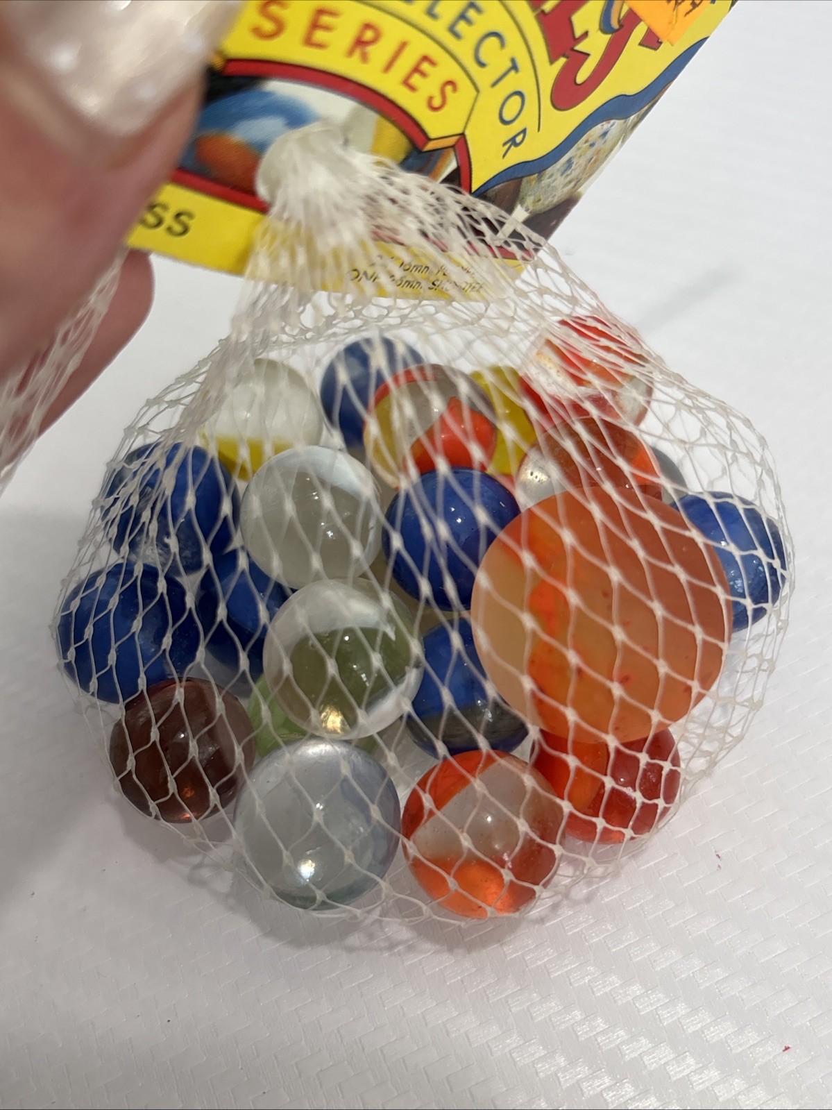 “RAINBOWS” VACOR MEGA MARBLES Vintage 1990s Net Bag 24 16mm/1 25mm Shooter