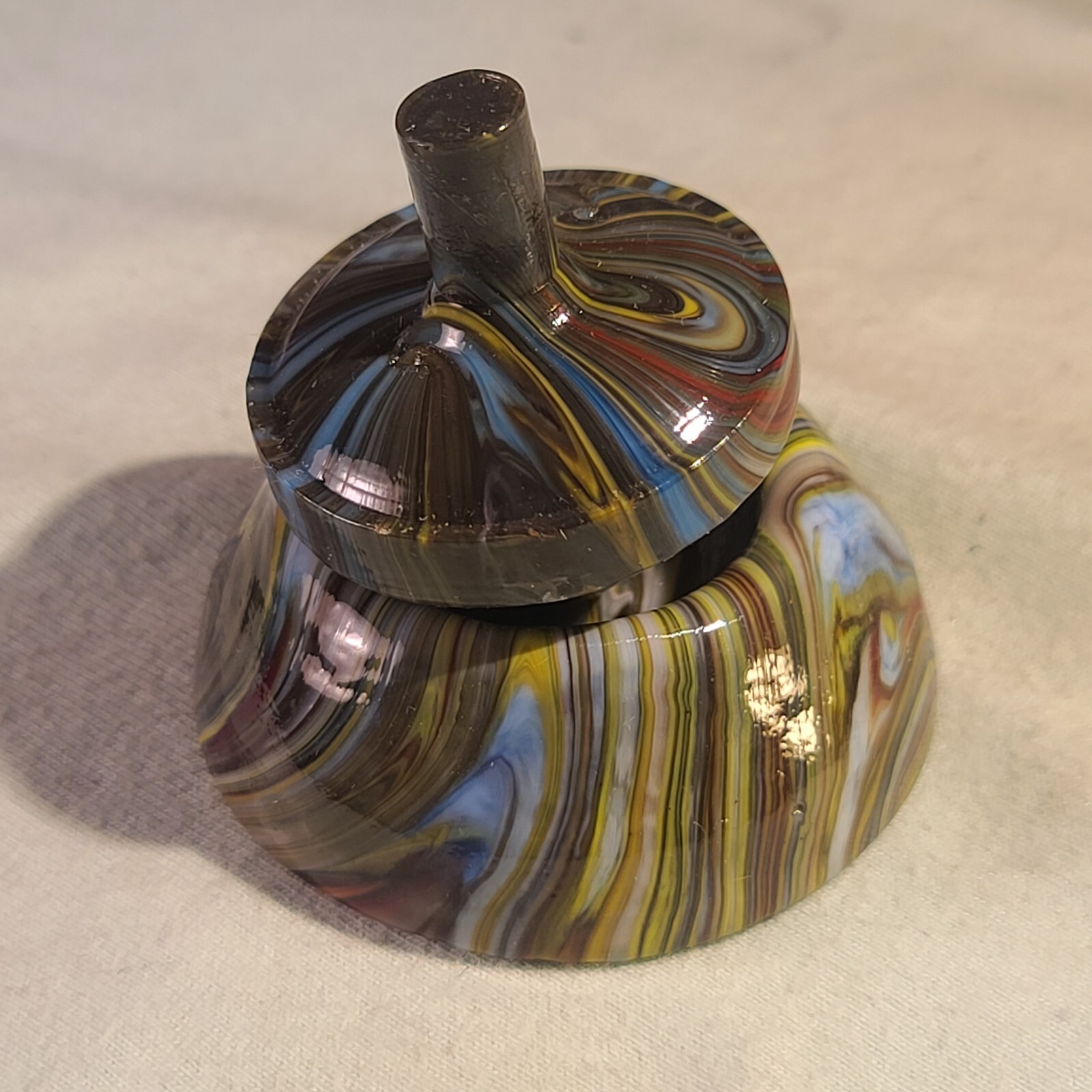 ANDY DAVIS, Glass Art Spinning Top & Base, Megans Run (?), #256G