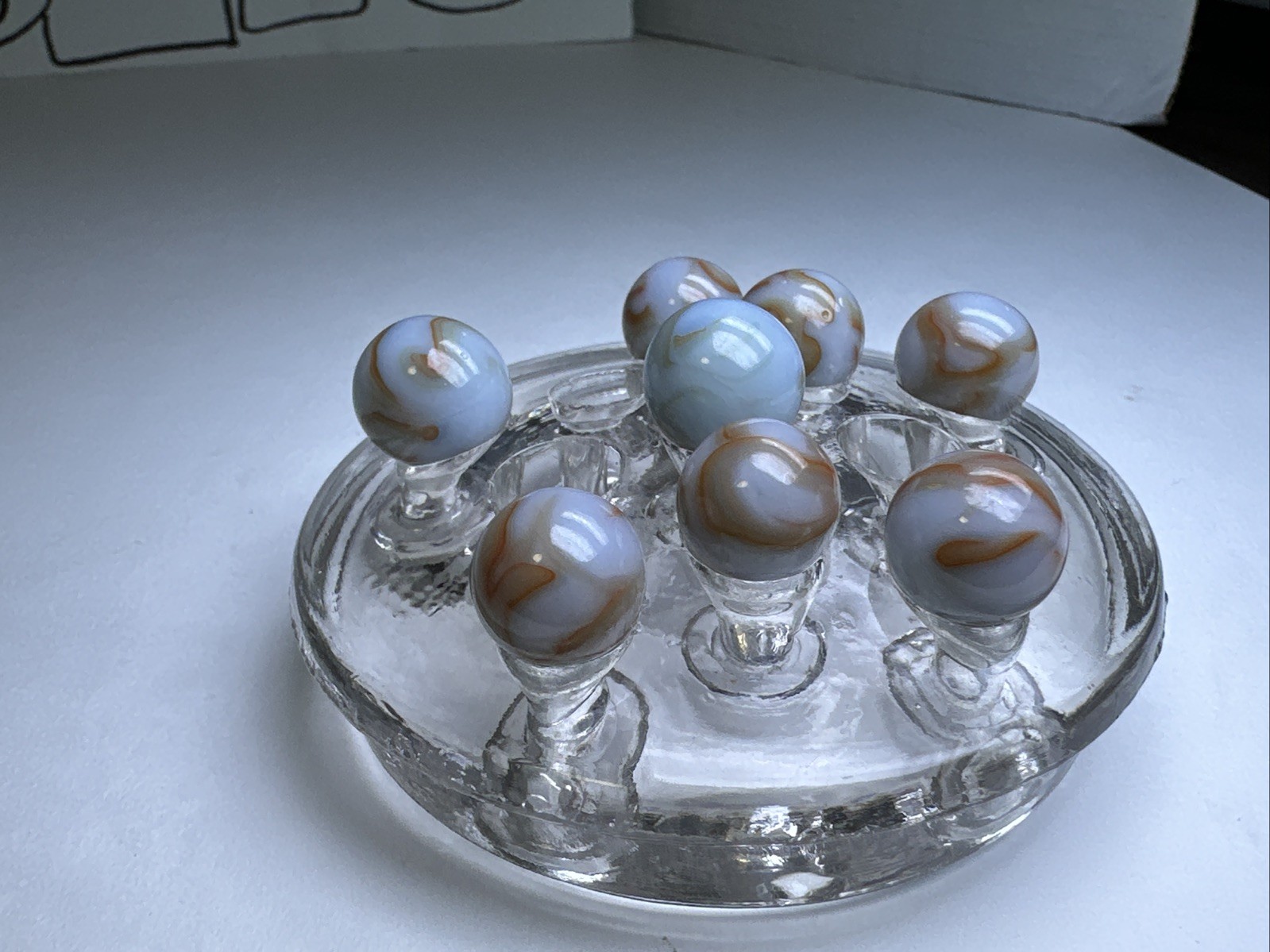 203 Lot Of 8 Vintage Heaton Agate Swirl Marbles!