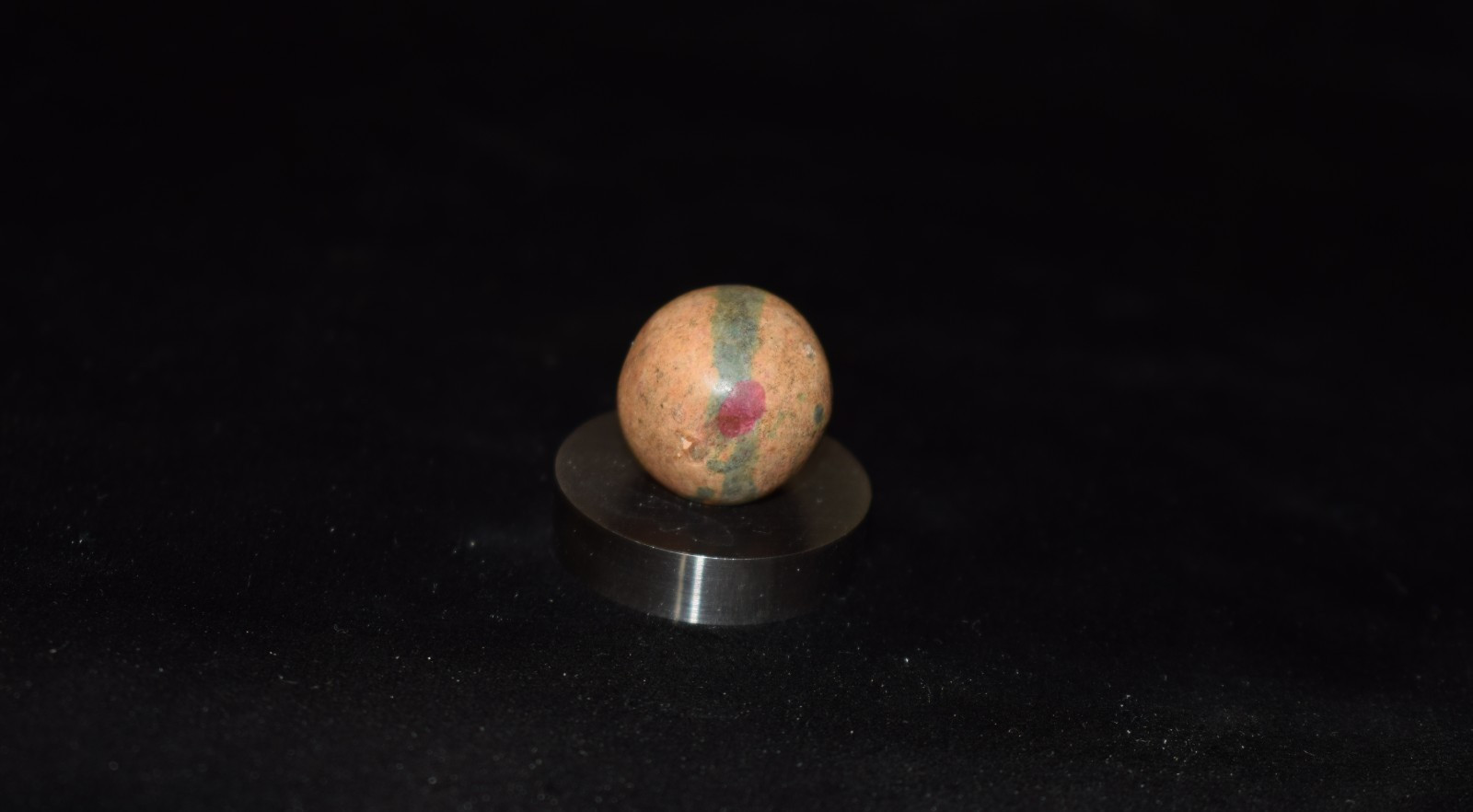 🐦⏩Antique Handmade Green Dyed ⭕ Ringed glazed clay collectors marble size.687′