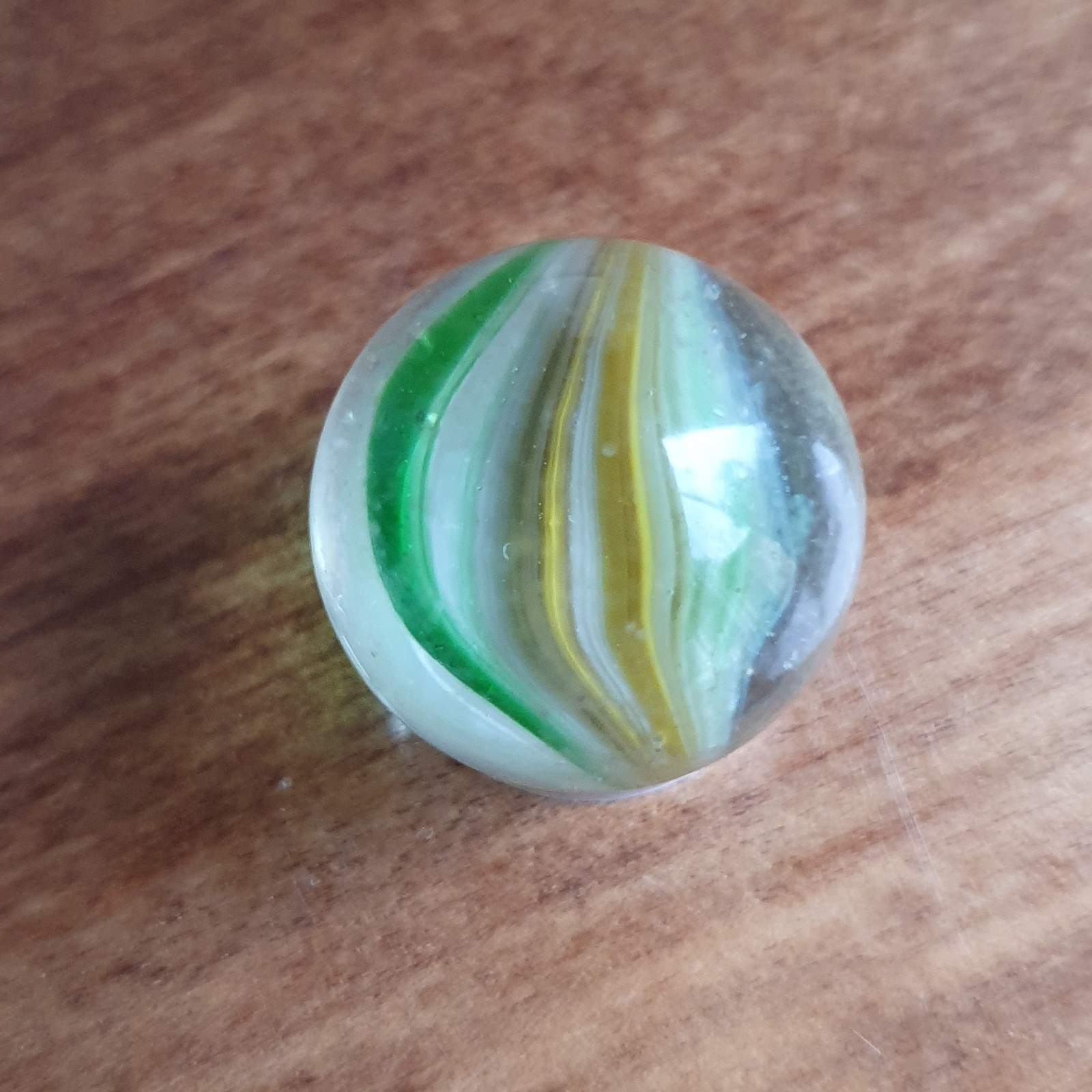 French European Sparkler Marble 1950s 60s Green White Brown Yellow Reacts To UV