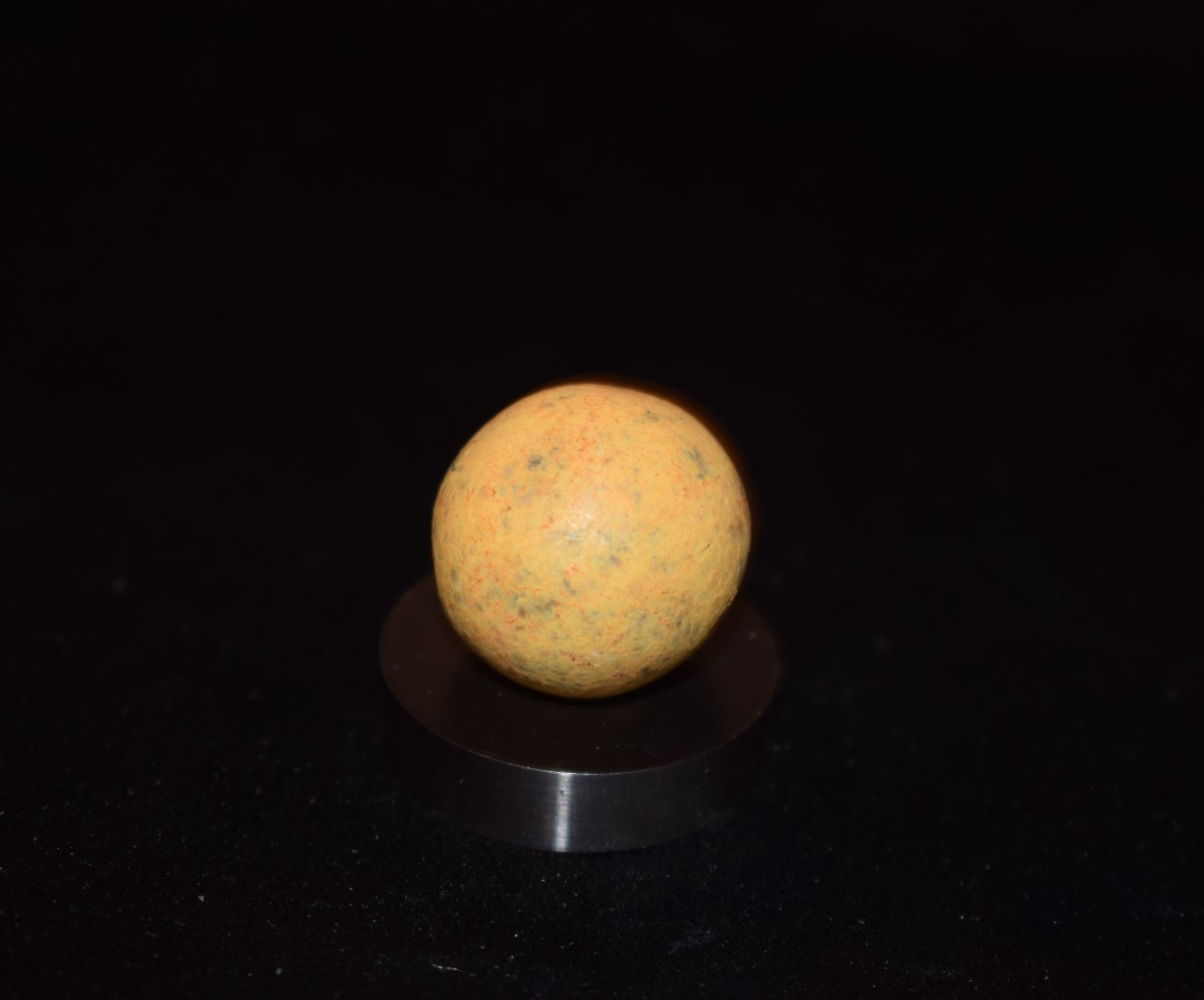 🐦➖⏩Antique Handmade Clay Stippled Sun🟡Yellow Shooter Size Marble .796″=51/64″