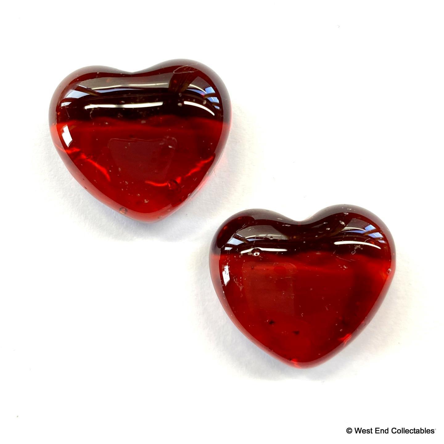 Pair of 25mm (1″) Red Glass Art Love Hearts – Beautiful Wedding Favour Valentine