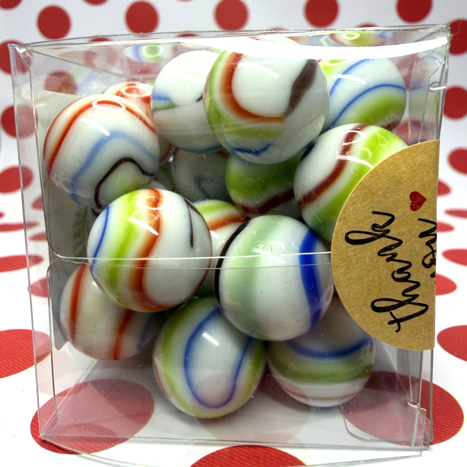Vacor De Mexico 20 Marble Lot 5/8″ Tie Dye Swirl Mint Glass Fancy Marbles