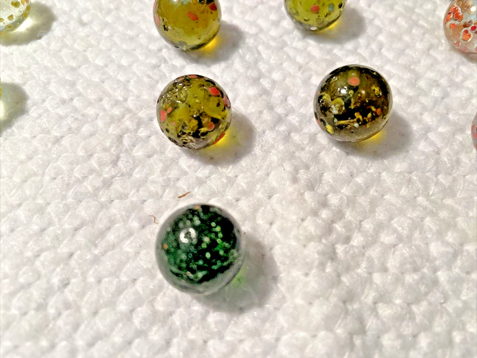 33 Glass Marbles Vintage Confetti Clear Speckled Multicolor Bumpy Vintage Mixed