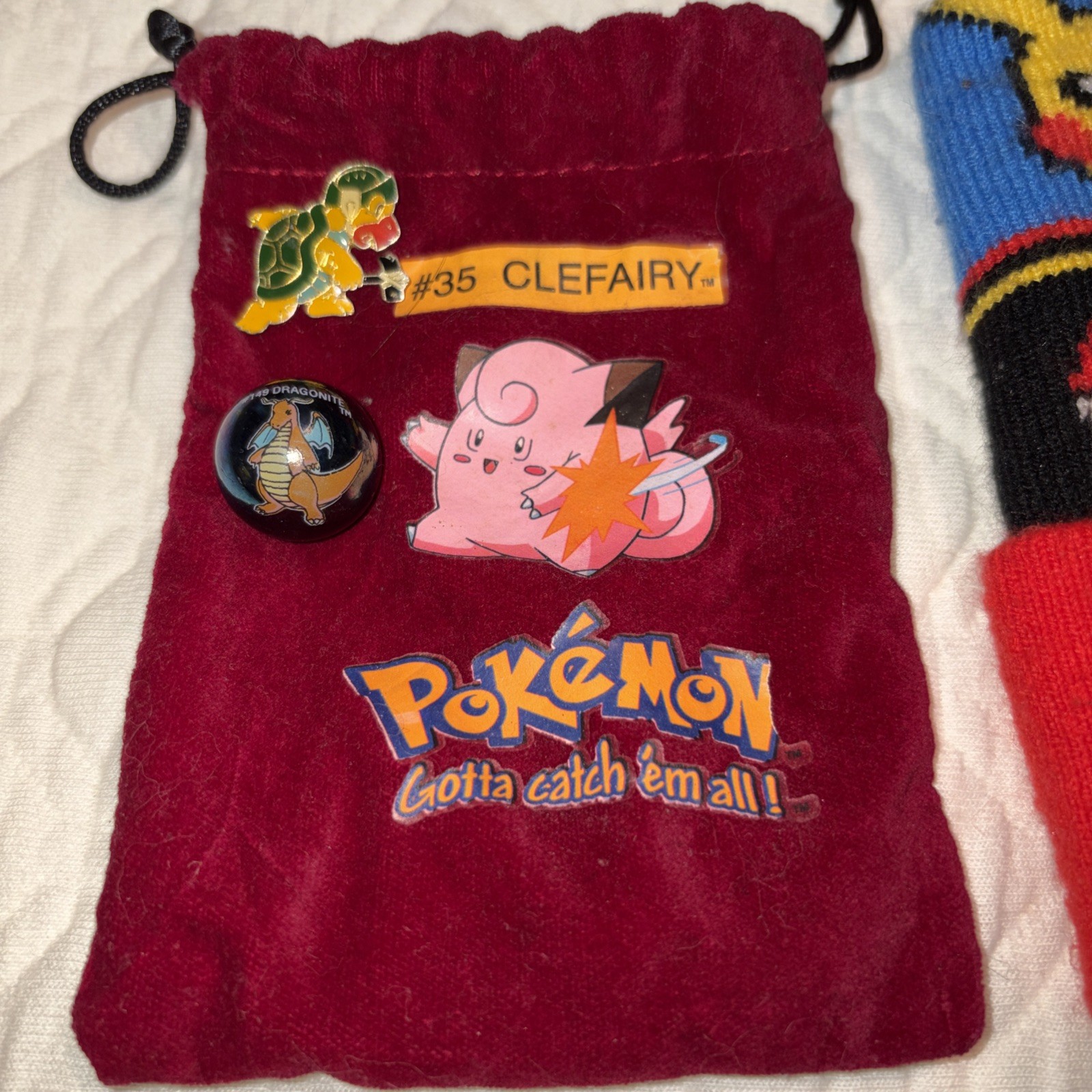 Vtg 1999 Toy Biz Pokemon First Edition Marble #149 And Bag #35- 1pin And A Hat