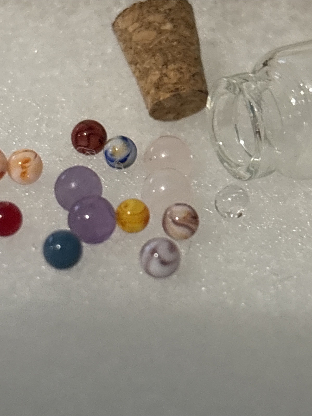 1 Tiny Glass Jar With Tiny Glass And/or Stone Marbles