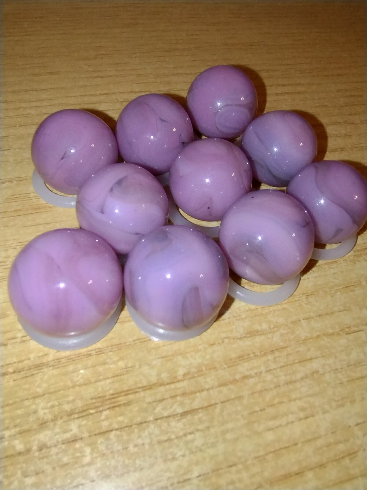 Vintage Lot of 10 Champion Agate Company Pink Purple Lavender Swirl 5/8″ Marbles