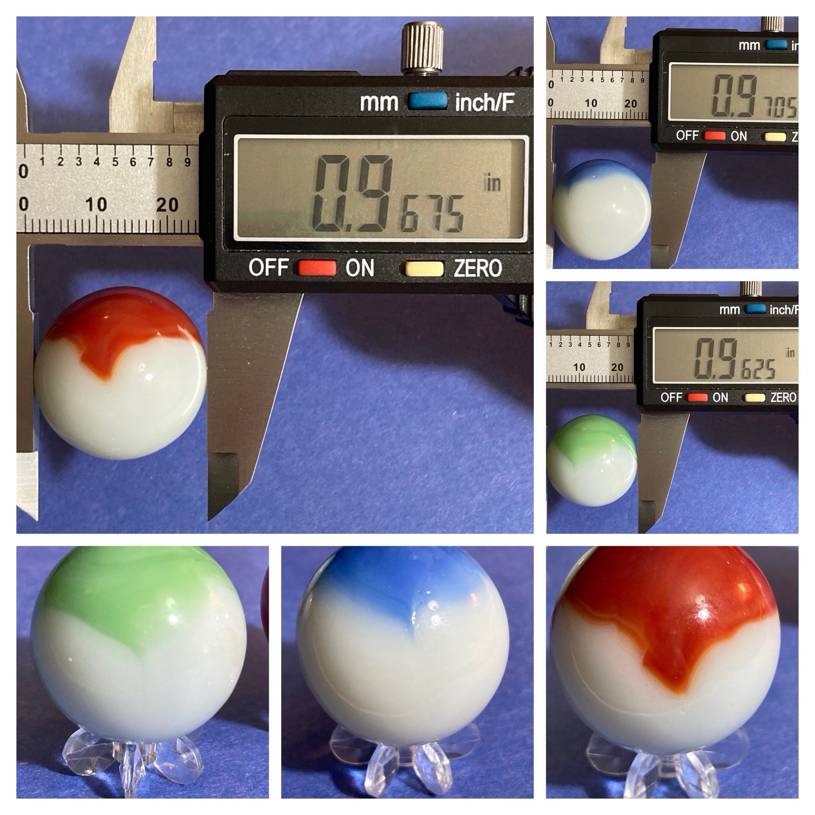 Vitro Agate Akro Agate Marble King (3)pcs Lot .96”-.97”