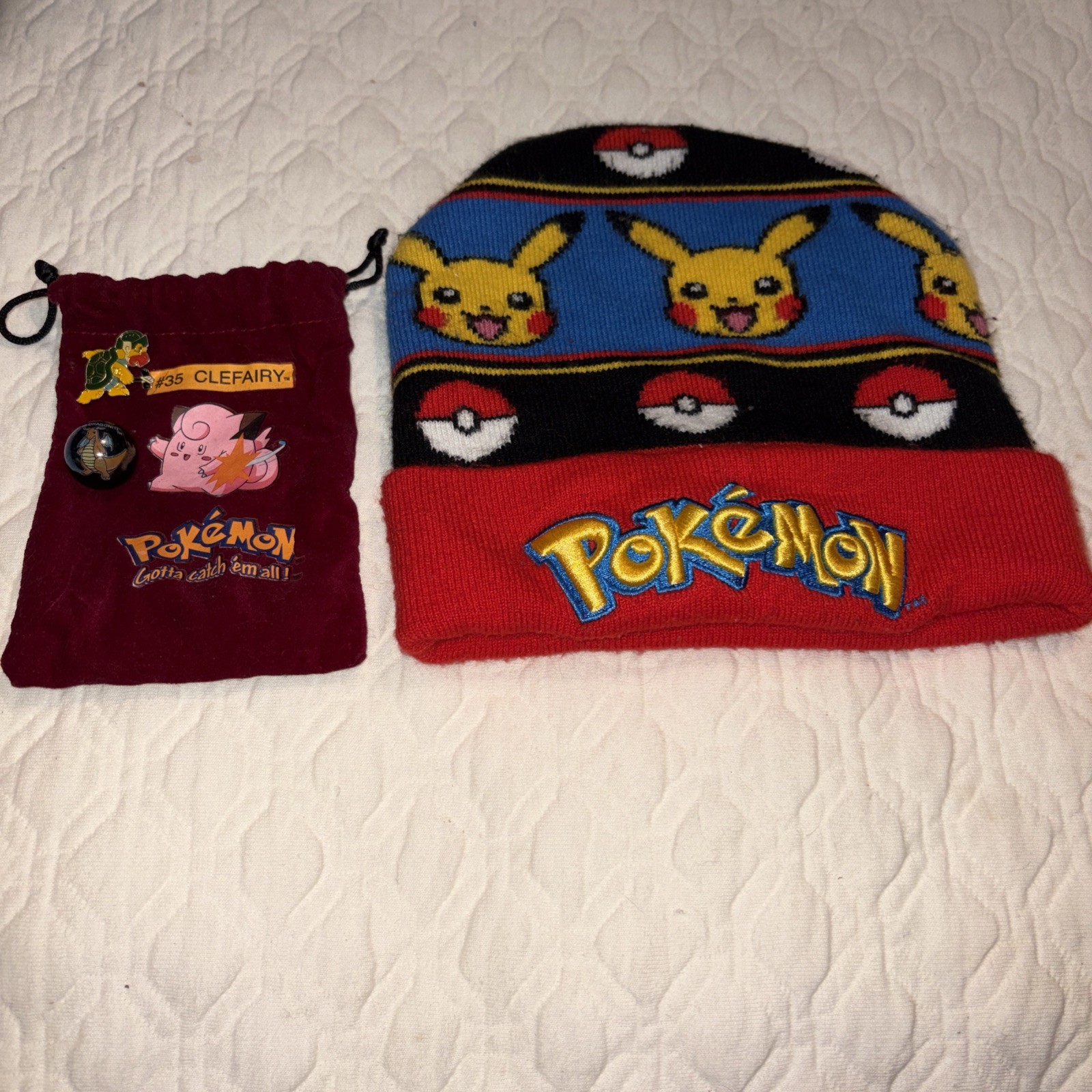 Vtg 1999 Toy Biz Pokemon First Edition Marble #149 And Bag #35- 1pin And A Hat