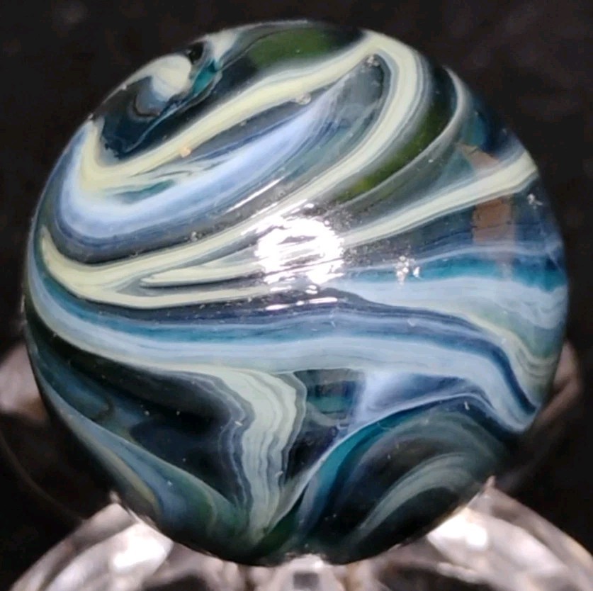 .72″ EXCEPTIONAL D.A.S. MARBLES RAMS HEAD SWIRL-GLASS TOYS MINT-