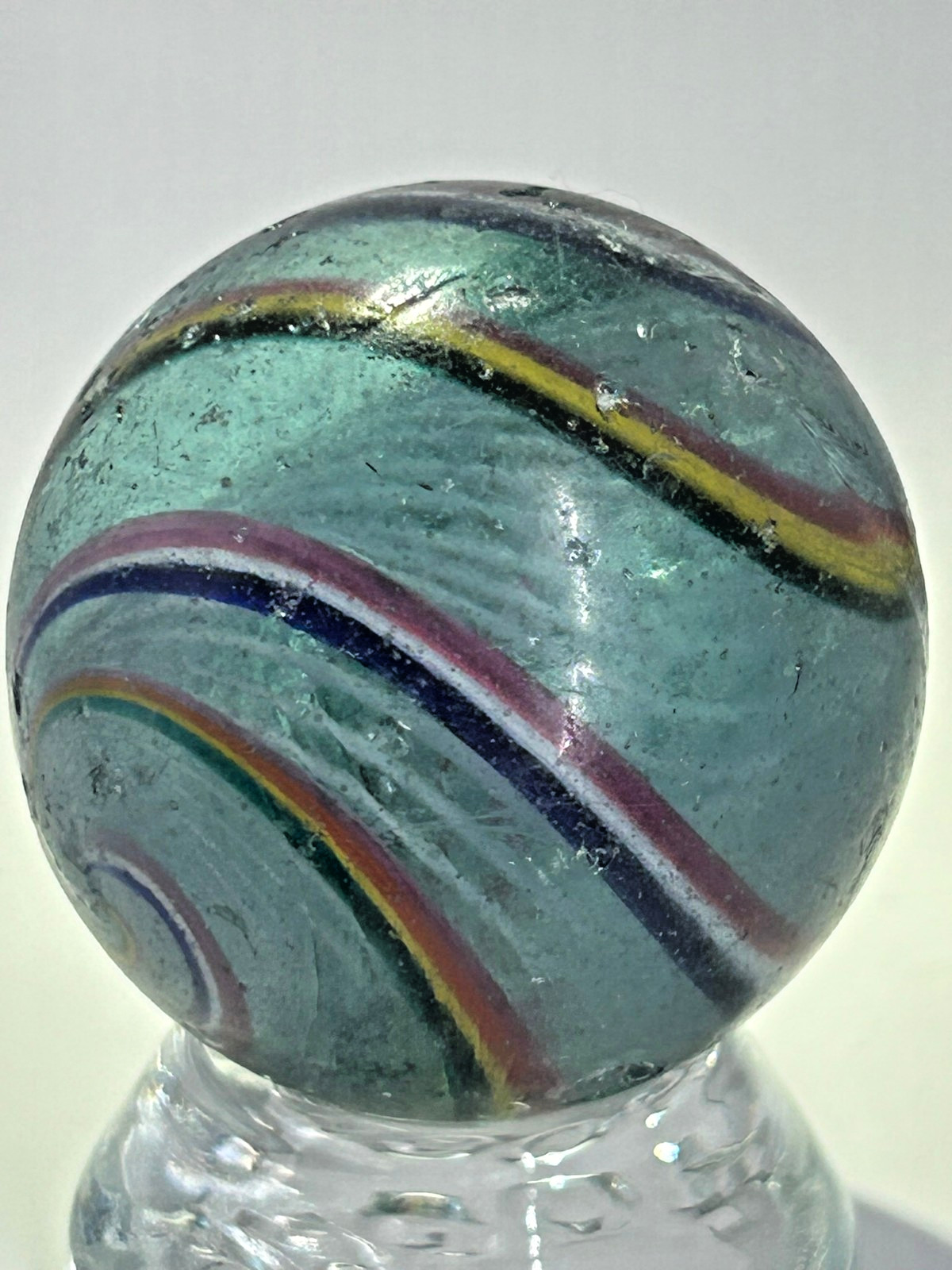 Antique German Handmade Divided Core Marble Purple Base Glass 1-3/4″ NM E3.18