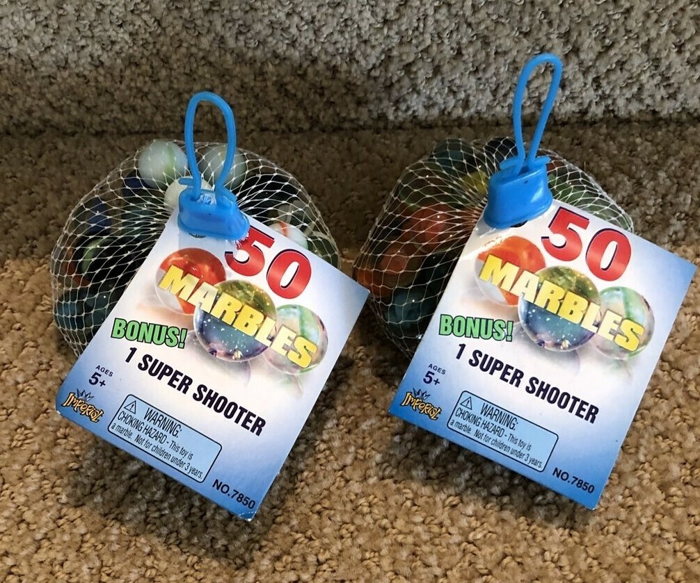 Amazing Marbles Mesh Bag of 50 Marbles includes Super Shooter Lot of 2