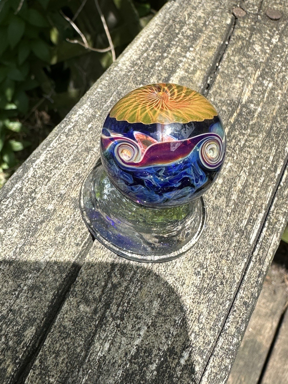 Juba Glass Handmade Lampwork Marble 24k Gold And Silver Fumacello Spiral 1.40