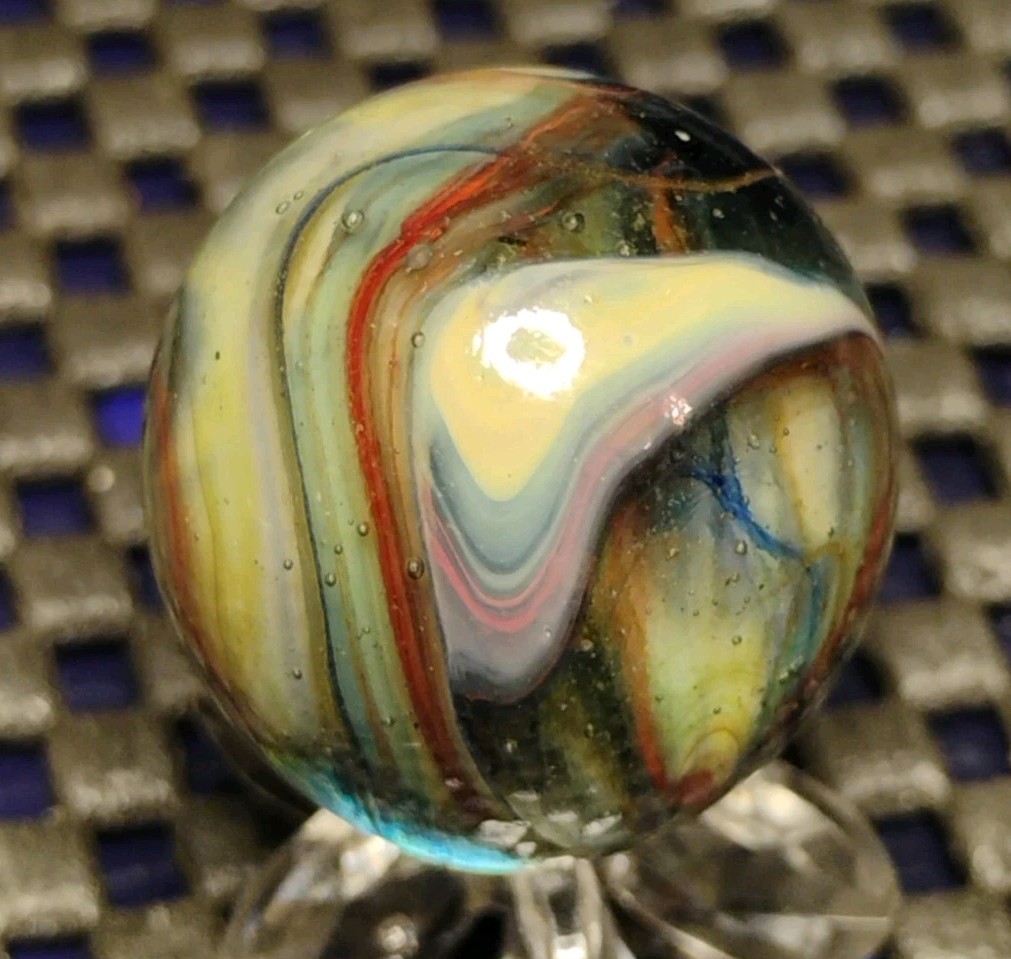 .96″ HTF JABO MARBLES “JOKER BOULDER RUN”-GLASS SWIRL TOY MINT-