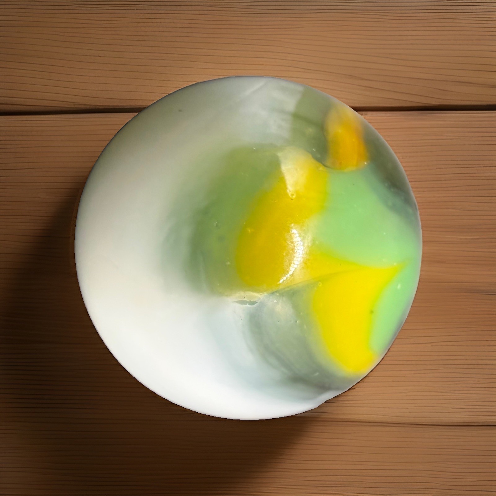 JABO Large Green Yellow Orange White Swirl 0.97 in