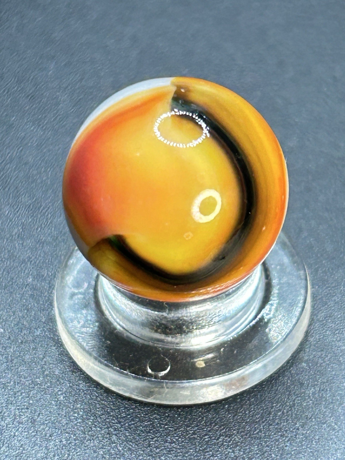Vintage Peltier National Line Rainbo Rebel Marble Orange Rebel? 0.629”