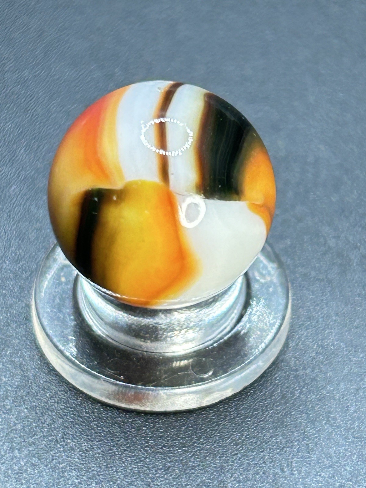 Vintage Peltier National Line Rainbo Rebel Marble Orange Rebel? 0.629”